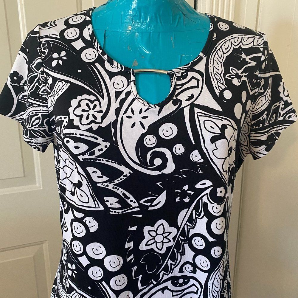 Kim Rogers Paisley Boho Short Sleeve Dress Womans Size Medium - Picture 2 of 9